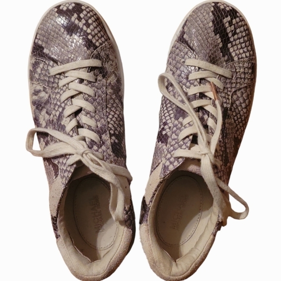 Michael Kors Keating Snake Print Lace-Up Platform Sneakers Size 7 - Picture 6 of 8
